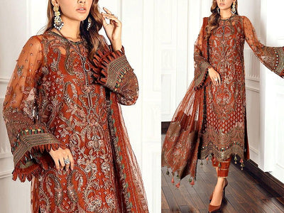 Embroidered with Handwork Organza Party Wear Dress 2022 (DZ15511)