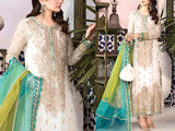 Embroidered Chiffon White Wedding Dress with Organza Dupatta (DZ15513)