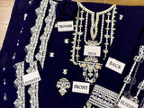Handwork Heavy Embroidered Navy Blue Chiffon Wedding Dress 2023 (DZ15514)