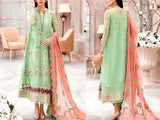 Handwork Heavy Embroidered Chiffon Wedding Dress (DZ15522)