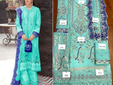 Heavy Embroidered Organza Party Wear Dress (DZ15547)