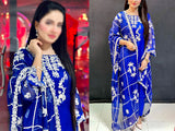 Embroidered with Handwork Organza Party Wear Dress (DZ15573)