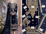 Embroidered Navy Blue Velvet Wedding Dress 2022 (DZ15576)