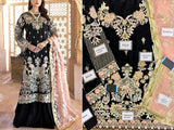 Handwork Heavy Embroidered Organza Black Party Dress 2022 (DZ15578)