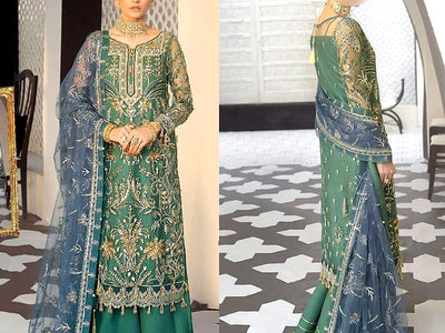Handwork Heavy Embroidered Net Bridal Dress 2022 (DZ15585)