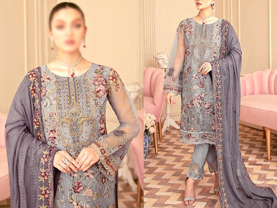 Handwork Heavy Embroidered Organza Party Wear Dress 2022 (DZ15587)