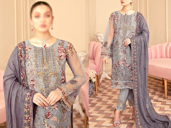 Handwork Heavy Embroidered Organza Party Wear Dress 2022 (DZ15587)