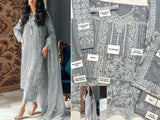 Handwork Heavy Embroidered Chiffon Party Wear Dress 2023 (DZ15591)