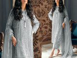 Handwork Heavy Embroidered Chiffon Party Wear Dress 2023 (DZ15591)
