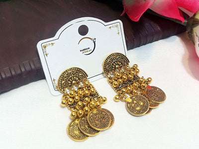 Antique Golden Coins Shape Fashion Earrings (DZ15622)