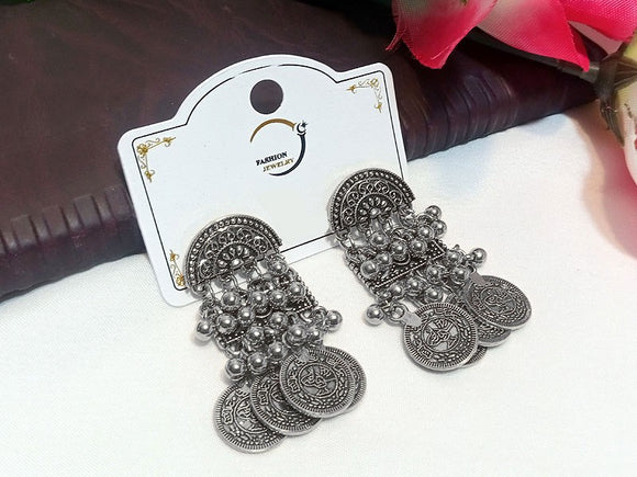 Elegant Silver Coins Shape Fashion Earrings (DZ15623)