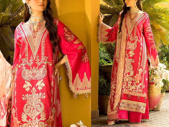 Digital Print Lawn Dress 2024 with Digital Print Silk Dupatta (DZ15638)