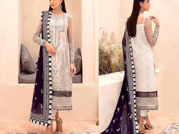 Handwork Heavy Embroidered Organza Party Wear Dress 2023 (DZ15645)