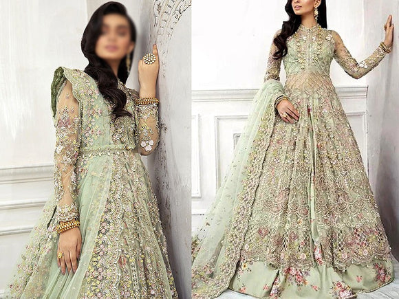 Handwork Heavy Embroidered Net Bridal Maxi Dress 2023 (DZ15648)