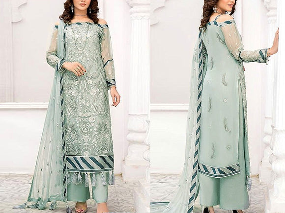 Heavy Embroidered Fancy Chiffon Party Wear Dress 2023 (DZ15650)