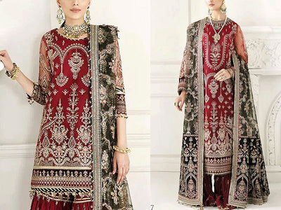 Luxurious Heavy Embroidered Net Bridal Dress 2023 (DZ15670)
