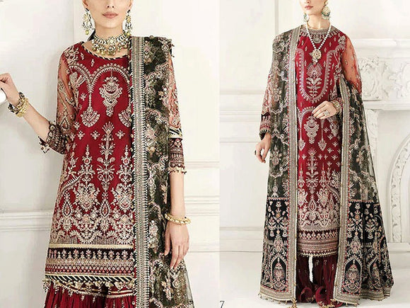 Luxurious Heavy Embroidered Net Bridal Dress 2023 (DZ15670)