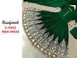 Readymade 3-Piece Embroidered Chiffon Maxi Dress with Embroidered Chiffon Dupatta (DZ15687)