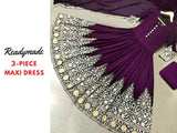 Readymade 3-Piece Embroidered Chiffon Maxi Dress with Embroidered Chiffon Dupatta (DZ15688)