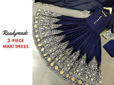 Readymade 3-Piece Embroidered Chiffon Maxi Dress with Embroidered Chiffon Dupatta (DZ15690)