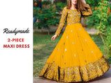 Readymade 2-Piece Embroidered Shamoz Silk Maxi Dress (DZ15714)