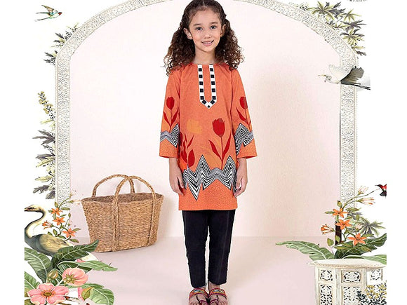 Digital Print 2-Piece Lawn Dress for Girls (DZ15747)