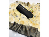 Banarsi Style Raw Silk Dress with Organza Jacquard Dupatta (DZ15752)