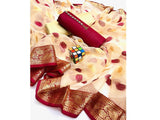 Banarsi Style Raw Silk Dress with Organza Jacquard Dupatta (DZ15753)