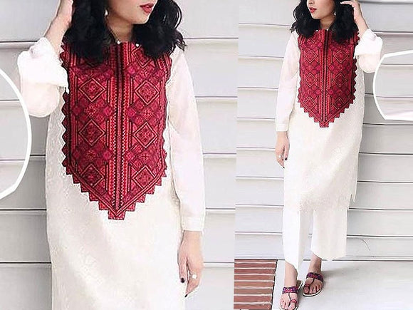 Decent 2-Piece Embroidered Lawn Dress with Embroidered Trouser (DZ15755)