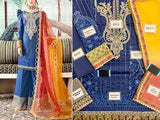 Heavy Embroidered Lawn Dress with Organza Dupatta (DZ15757)