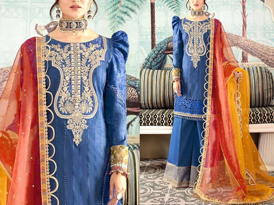 Heavy Embroidered Lawn Dress 2023 with Organza Dupatta (DZ15757)