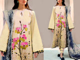 Embroidered Lawn Suit 2023 with Chiffon Dupatta (DZ15801)