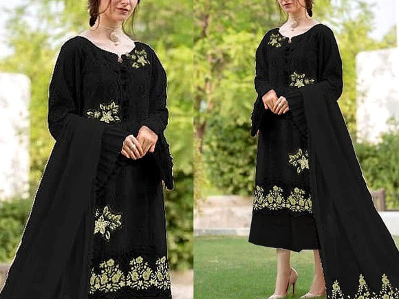 Luxury Schiffli Embroidered Lawn Dress with Embroidered Chiffon Dupatta (DZ15821)