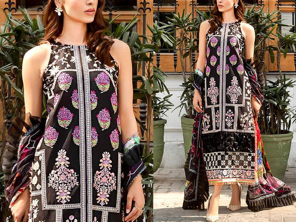 Luxury Embroidered EID Lawn Dress with Digital Print Silk Dupatta (DZ15824)