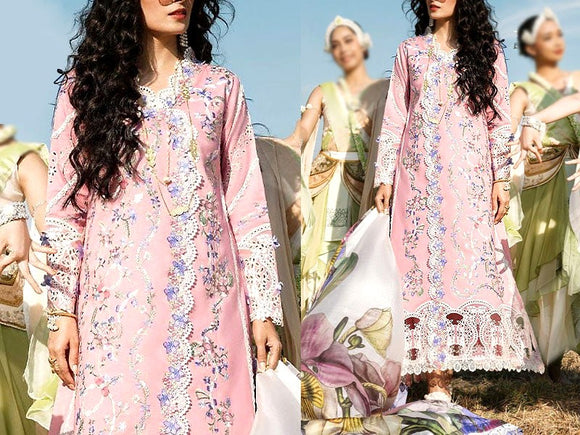 Luxury Embroidered Lawn Dress with Digital Print Silk Dupatta (DZ15835)