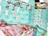 Luxury Schiffli Embroidered Lawn Dress with Digital Print Silk Dupatta (DZ15846)