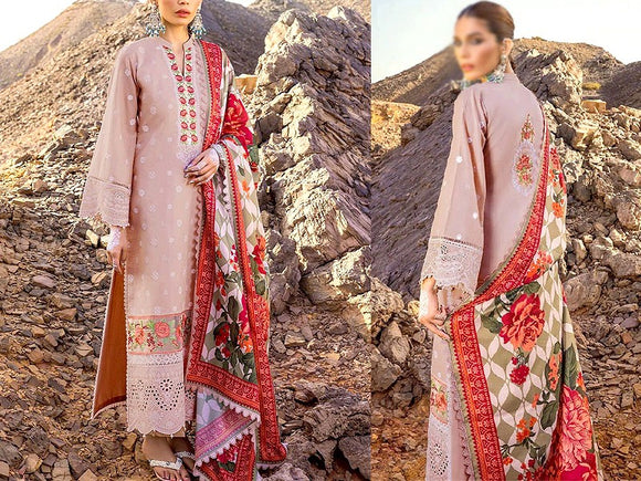 Luxury Embroidered EID Lawn Dress with Digital Print Silk Dupatta (DZ15858)