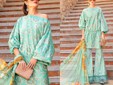 Sunflower Print Embroidered EID Lawn Dress with Digital Print Silk Dupatta (DZ15882)